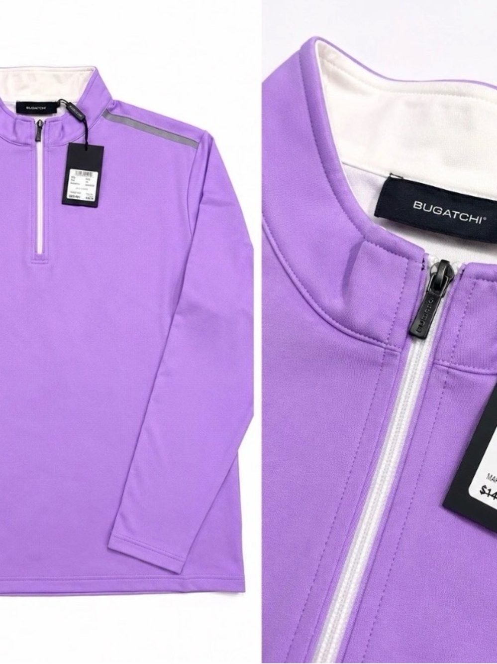 Bugatchi Lilac Quarter-Zip Performance Top XXL New with Tags
